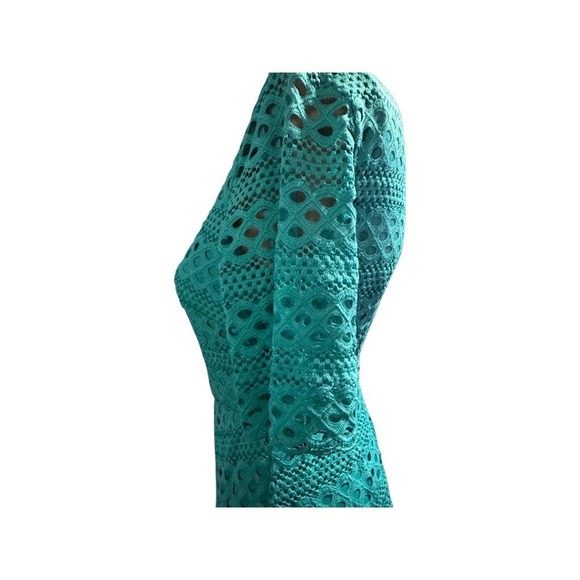 Jessica Howard Lace Short sleeve Tulip Hem Sheath Dress Turquoise Size 4P NWT - Picture 12 of 13